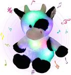 Glow Guards 15 inches Light up Music Cow Stuffed Animal Farm Animal Glowing Singing Soft Plush Toy with Lullaby Songs LED Night Lights Gifts for Toddler Kids Nap Time Pal