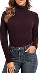 PrettyGuide Women's Ribbed Turtleneck Long Sleeve Sweater Windsor Wine S