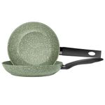 Prestige Eco Non Toxic Non Stick Frying Pan Set of 2 - Induction Frying Pans Set 20cm & 24cm, PFOA Free, Dishwasher Safe Cookware Made in Italy of Recyclable Materials, Green