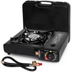 SHINESTAR Dual Fuel Portable Gas Stove for Propane & Butane, Camping Stove with Single Burner, Propane Adapter Hose and Carrying Case Included, 7800BTUs