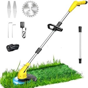 Aokia Electric Weed Wacker Cordless, 12V Battery Powered Weed Eater Cordless with Adjustable Pole (65inch), Lightweight Grass Trimmer Cutter/Edger/Mower with 2 Types Blade for Garden and Yard Lawn-Y