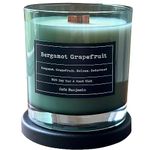 (Bergamot Grapefruit) Wooden Wick, 100% Soy, Highly Scented, Hand Poured Soy Candle, 8 oz