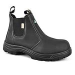 Tiger Men's Safety Boots Steel Toe CSA Lightweight Slip On Leather Work Boots 5925 (12 3E US MEN, Black)