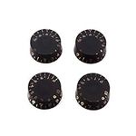 Alnicov Guitar Contral Knobs,Black Clear Knobs With Gold Word Electric Guitar Bass Top Hat Knobs Speed Volume Tone Control Knobs 4Pcs