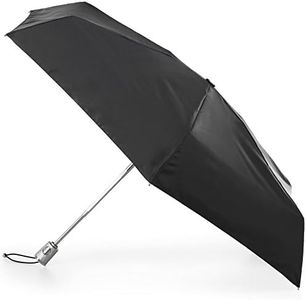 totes Automatic Open Close Water-Resistant Mini Travel Foldable Umbrella with Sun Protection, Black, Solid Black, One Size, TOTES 4SEC AOC
