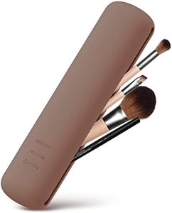 BEZOX Trendy Makeup Brush Holder - Silicon Makeup Brush Travel Case, Sleek Travel Make Up Brush Holder for Women, Waterproof Makeup Brush Travel Holder for All Your Brushes(Brown)