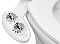 LUXE Bidet BidetNeo185sww Neo 185 (Elite Series) -Self Cleaning Dual Nozzle-Fresh Water Non-Electric Mechanical Bidet Toilet Attachment w/Strong Faucet Valves and Metal Hoses (White, 13.5 x 7 x 3