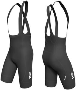 Lo.gas Bib Shorts Cycling Men 3D Padded Bike Shorts High Stretch Quick-Dry 3 Pockets & 2.56 Inch Non-Slip Leg Grippers Black L