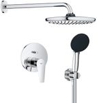 GROHE Start Edge - Concealed Shower System with 1 Lever Mixer and 2-Way Diverter (Shower Arm, 25 cm Head Shower, 11 cm Hand Shower 2 Sprays, Outlet Elbow 1/2" with Holder, Hose 1.5m), Chrome, 25293000