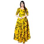 Trendy Fab Women Rayon A-Line Western Maxi Dress Gown for Girl/Women/Ladies (Free Size Upto XXL) Orange