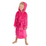 Style It Up Kids Girls Plush Cozy Dressing Gown Bright Comfortable Warm Hooded Belted Bathwear Cute Kids Robe (HOT Pink, 4-5Y)