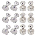 Pack of 12Pcs Silver Magnetic Push Pin of Fridge