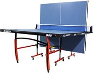 GYMNCO Duro Wood Table Tennis Table with Levellers Top 18 mm (TT Table Cover + 2 TT Racket & Balls +Yoga Mat) (Blue)