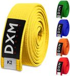 DXM SPORTS BJJ Jiu Jitsu Belt - Taekwondo Karate Belt - Martial Arts Uniform Ranking Judo Belt Double Stitched for Kids Adult (Yellow, 220cm)