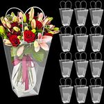 Floral Bags Large Clear Flower Bouquet Bag with Handle Transparent Florist Gift Bags Packaging Plastic Gift Bags for Birthday Christmas Valentine Mother's Day Wedding, 11.4 x 5.9 x 16.7 Inch(12 Pcs)