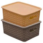 Kuber Industries Plastic 2 Pieces Big Size Multipurpose Solitaire Storage Basket with Lid (Multi) - CTKTC024953