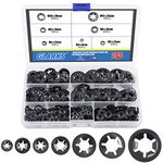 Glarks 280Pcs Internal Tooth Starlock Push On Locking Washers Speed Clips Fasteners Assortment Kit