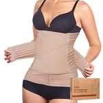 2 in 1 Postpartum Belly Support Recovery Wrap - Belly Band For Postnatal, Pregnancy, Maternity - Girdles For Women Body Shaper - Tummy Bandit Waist Shapewear Belt (Classic Ivory, One Size)