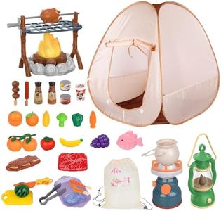 Kids Camping Set,Camping Play Tent Indoor Outdoor Gear Toys,Camping Gear Set with Light&Sound Effects,Camping Sets with Camp Fire/Oil Lamp/Play Food,Gift for Boys Girls Age 3 4 5 6 Year Old