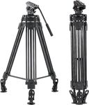 CAMBOFOTO 65'' Professional Aluminum Tripod, Fluid Head Tripod, Sturdy Video Tripod Havy Duty Tripod Compatible for DSLR/SLR Cameras, Max Load 17.63lb (black) …