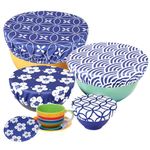 PHOGARY Set of 5 Reusable Food Cover, Elastic Fabric Covers Multi Purpose Food Storage Dish Covers Can Lids, Fruit Vegetable Meat Preservation Fresh Keeping Cover Elasticated, Blue Floral