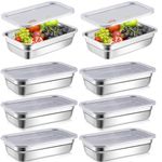 Suttmin 8 Pcs Hotel Pan with PP Plastic Lid Steam Table Pan Stainless Steel Restaurant Pans 1/4 Size Catering Pans Food Prep Pan Restaurant Anti Clogging Steamer for Buffet Hotel (2.5 Inch Deep)