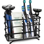 HYRIXDIRECT Toothbrush Holder Black Plating Stainless Steel Rustproof Bathroom Electric Toothbrush Holder Toothpaste Storage Organizer Multi-Functional 6 Slots Stand for Vanity,Countertops (Black-02)