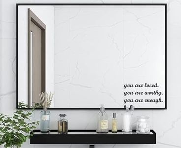 You are Loved Worthy Enough Quote Mirror Decal Stickers Inspirational Mirror Decor for Home (5.2'' x 10'', Black, 2Pcs)