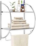 Giantex 2-Tier Wall Mount Towel Rack, Bathroom Shelf with Bars, 45 x 25.5 x 55cm, Toilet Storage Shelf, Chrome Bathroom Shelf, Home Toilet Double Layer Shelf for Bathroom Hotel Kitchen