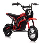 Kids Republic Kids Electric Dirt Bike - 24V 350W Motor, Max 24 km/h Speed, Hand Accelerator & Brake Lever, 12" Air Tires & Suspension - Electric Motorcycle Ride-on Car (Red)