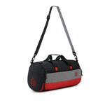 Harissons Trinity 28L Water Resistant Sports Duffel Gym Bag for Men & Women with Shoe Compartment & Yoga Mat Holder (Black & Red)