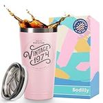 50th Birthday Gifts for Women Men - 1974 Vintage 16 oz Blush Coffee Tumbler - 50th Birthday Decorations for Women - Birthday Gifts 50 Year Old Women Mom - 50th Birthday Idea Presents for Woman