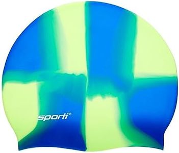 Sporti Multi Color Silicone Swim Cap - Navy/Neon Yellow