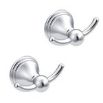 Asidrama Towel Hooks for Bathroom,Polished Chrome Coat Hooks for Kitchen Shower Door Wall Mounted,Exquisite Robe & Towel Hooks,Durable Robe Wall Hooks for Hanging Towels (2 Pack)