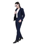 RAJO Casual and Formal Coat and Trouser Co-ord Set for Women Cotton Blend Lycra Febric Regular Fit Stylish Two Piece Suit for Women's (L, Navy Blue)