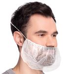 100 Pack of Disposable Beard Covers 21". White Beard Guards. Premium Quality Beard Protectors. Heavy Duty Beard caps. Facial Hair Covering. Single Loop. Breathable & Lightweight.