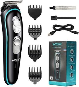 VGR Professional Rechargeable Cordless Beard Hair Trimmer Kit with Guide Combs Brush USB Cord for Men, Family or Pets, Multicolor