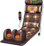 Relax Pro 3D Massage Mat for Shiatsu Massage - Full Body Heated Pad with 10 Vibrating Nodes, Adjustable Cervical Pillow & Lumbar Heat, FDA Registered for Back/Neck/Shoulder Pain Relief(Color:Brown)