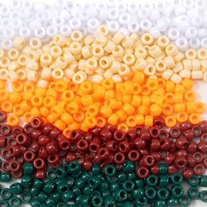 Gxchun 1000 Pcs Acrylic Pony Beads 6x9mm Bulk Plastic Large Hole 5 Mixed White Yellow Orange Beads Pen Hair Kandi Beads for Friendship Bracelet Jewelry Making Braids Kit