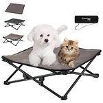 KingCamp Raised Dog Bed Outdoor & Indoor, Elevated Cooling Dog Bed Foldable without Assembly, Summer Dog Camping Bed with Washable Mat, Breathable Mesh Fabric for Camping & Garden, M up to 45kg