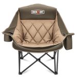 OVERMONT Oversized XL Camping Folding Chair for Adults - 450lbs Support Heavy-Duty Padded Folding Chair with Side Pocket Cup Holder for Outdoor Sports Garden Beach Fishing Lawn Blue