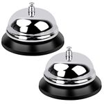 Doryum 2 Pcs Stainless Steel Reception Bells, Table Bells with Clear Sound Chrome-Plated Service Bells for Kitchen Restaurant Hotels Bars