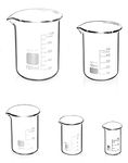 QWORK® 5 Pcs Graduated Borosilicate Glass Beaker 5ml 10ml 25ml 50ml 100ml Set for Science Lab Kitchen