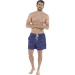 Mens Tom Franks Lined Swim Shorts HT088 Navy Shark Print M