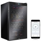 Ivation 34 Bottle Compressor Wine Cooler Refrigerator with Wi-Fi Smart App Control Cooling System | Large Freestanding Wine Cellar Fridge For Red White Champagne or Sparkling, Black Glass Door & Lock