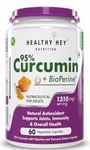 HealthyHey Nutrition Curcumin with Bioperine 1310mg (Ultra Pure) | Organic Turmeric, 60 Vegetable Capsules with Piperine