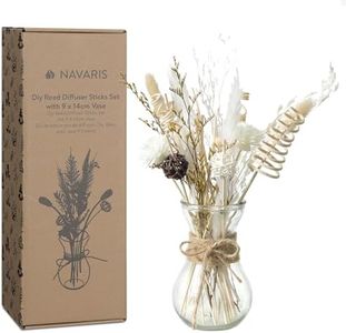 Navaris Profumatore Ambiente - Bastoncini Profumatori per Ambienti con Fiori Secchi - Vaso in Vetro Diffusore Profumo - Profumatore per la Casa e il Bagno - Idea Regalo