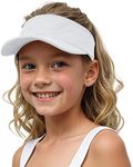 Jastore Kids Girls Boys Packable Hat Sun Visor Hats Cotton Sports Summer Golf Visor Hat, White, One Size