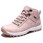 Women's Winter Snow Boots Anti-Slip Waterproof Outdoor Hiking Warm Ankle Boots (7.5 M US, Pink)