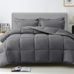 JOLLYVOGUE Queen Comforter Set 7 Pieces - Dark Grey Bed in a Bag Ultra-Soft - Goose Down Alternative - Premium 1800 Series with Comforter, Sheets, Shams & Pillowcases